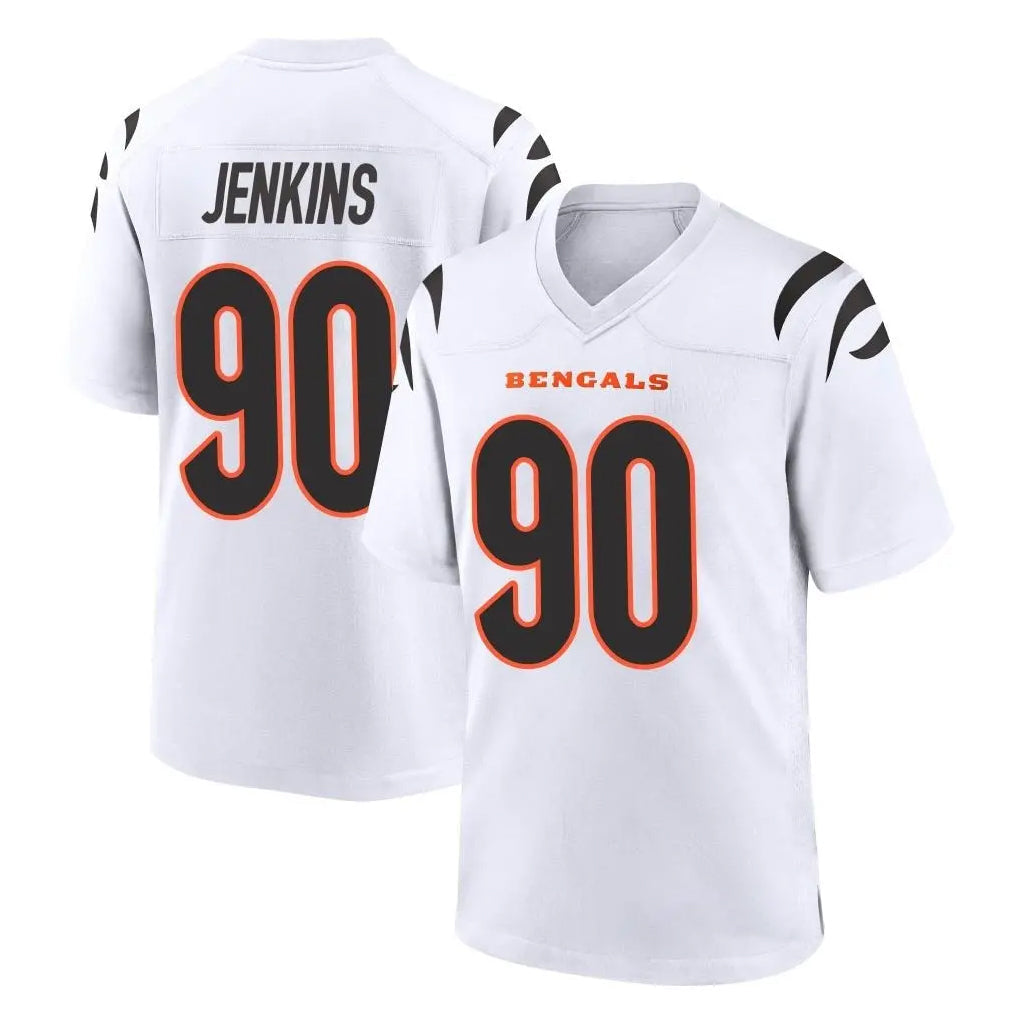 Johmsee C.Bengals #90 Kris Jenkins Jr Player White Home Game Stitched Jerseys