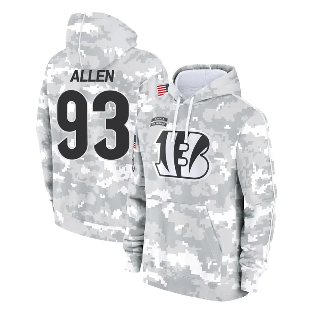 Johmsee C.Bengals #93 Jonathan Allen Player Arctic Camo Salute to Service Pullover Hoodie Limited Stitched Jerseys