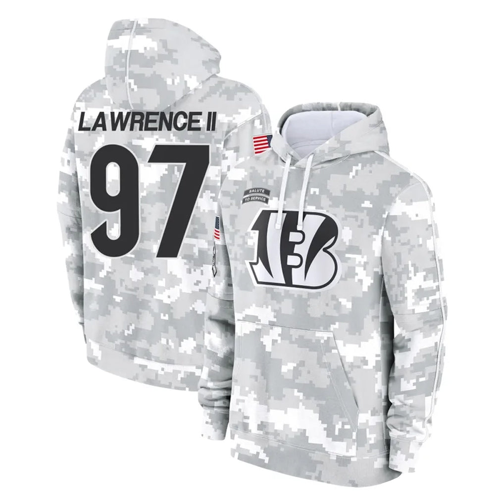 Johmsee C.Bengals #97 Dexter Lawrence II Player Arctic Camo Salute to Service Pullover Hoodie Limited Stitched Jerseys