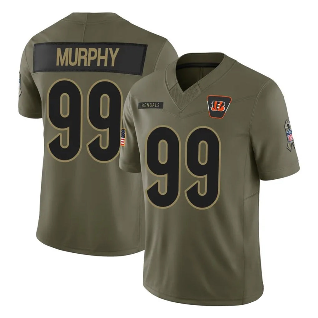 Johmsee C.Bengals #99 Myles Murphy Player Olive Salute to Service Limited Home Game Stitched Jerseys