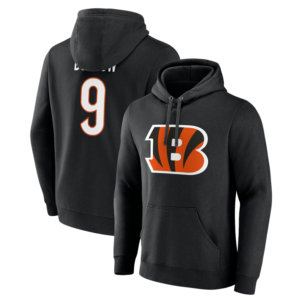 Johmsee C.Bengals #9 Joe Burrow Player Black Salute to Service Pullover Hoodie Stitched Jerseys