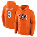 Johmsee C.Bengals #9 Joe Burrow Player Orange Salute to Service Pullover Hoodie Limited Stitched Jerseys