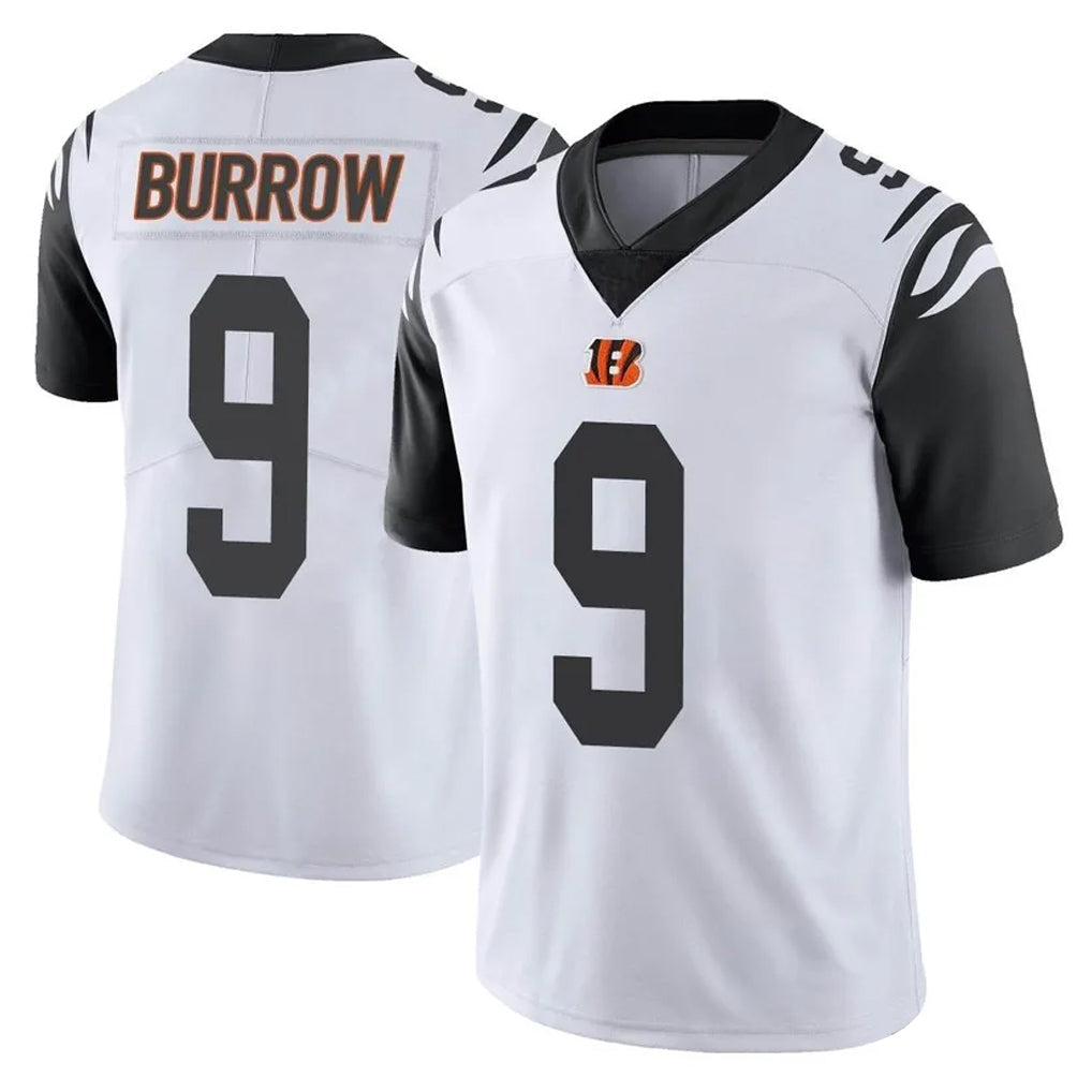 Johmsee C.Bengals #9 Joe Burrow Player White Color Rush Vapor Untouchable Limted Home Game Stitched Jerseys