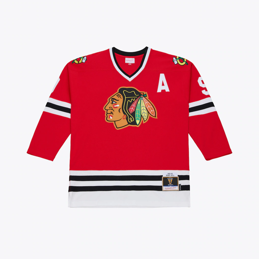 Johmsee C.Blackhawks Bobby Hull Mitchell & Ness Red 1966 Power Play Jerseys
