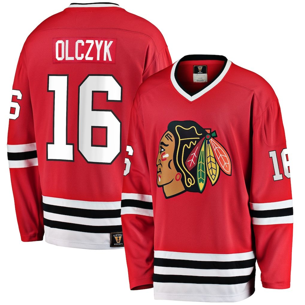 Johmsee C.Blackhawks #16 Eddie Olczyk Red Premier Breakaway Retired Player Jerseys
