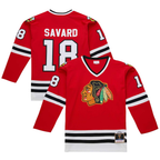 Johmsee C.Blackhawks #18 Denis Savard Scarlet 1980-81 Power Play Jerseys