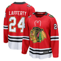 Johmsee C.Blackhawks #24 Sam Lafferty Red Centennial Breakaway Player Jerseys