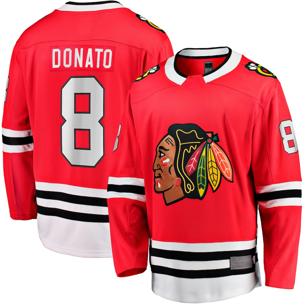 Johmsee C.Blackhawks #8 Ryan Donato Red Home Breakaway Jerseys
