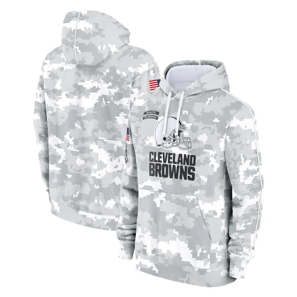 Johmsee C.Browns Arctic Camo Salute to Service Hoodies Limited Game Blank Player Stitched Jerseys