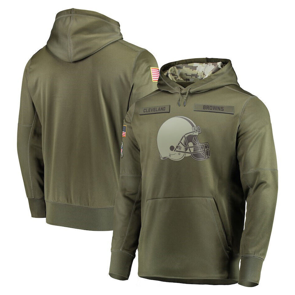 Johmsee C.Browns Olive Salute to Service Pullover Hoodies Home Game Blank Player Stitched Jerseys