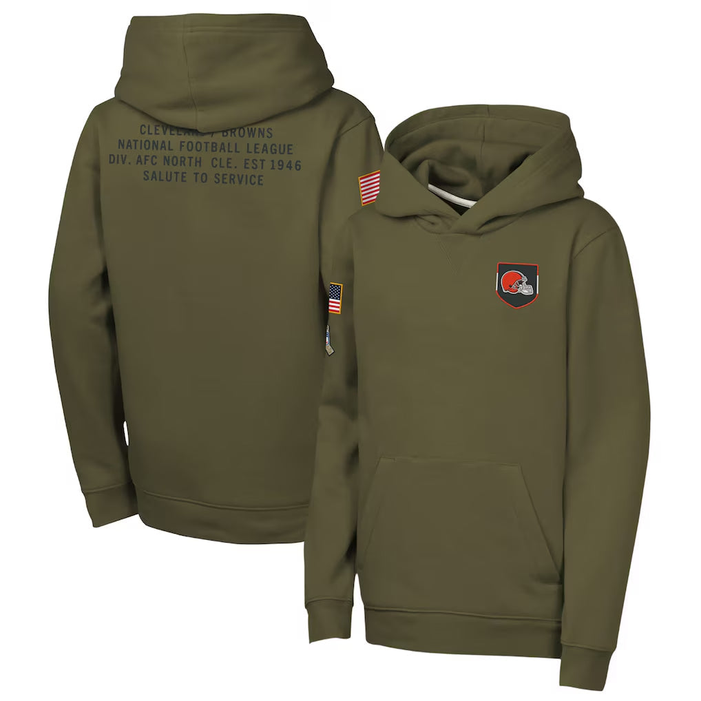 Johmsee C.Browns Olive Salute to Service Pullover Hoodies Limited Blank Player Stitched Jerseys