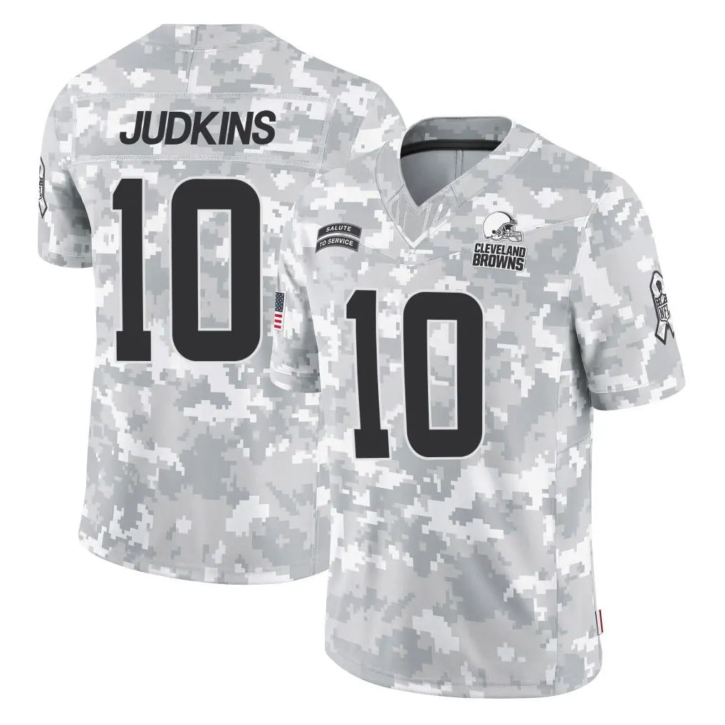 Johmsee C.Browns #10 Quinshon Judkins Player Arctic Camo Salute to Service Limited Home Game Stitched Jerseys