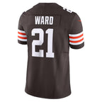 Johmsee C.Browns #21 Denzel Ward Brown Vapor F.U.S.E. Limited Stitched Jerseys