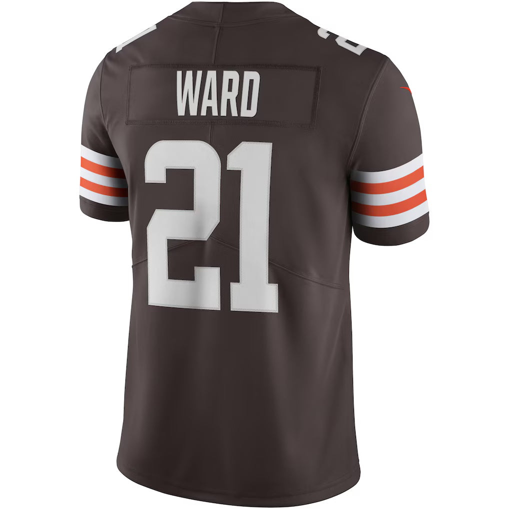Johmsee C.Browns #21 Denzel Ward Brown Vapor Limited Stitched Jerseys