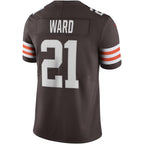 Johmsee C.Browns #21 Denzel Ward Brown Vapor Limited Stitched Jerseys
