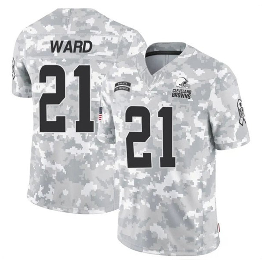 Johmsee C.Browns #21 Denzel Ward Player Arctic Camo Salute to Service Limited Football Jerseys
