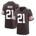 Johmsee C.Browns #21 Denzel Ward Player Brown Home Game Stitched Jerseys