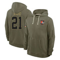 Johmsee C.Browns #21 Denzel Ward Player Olive Salute to Service Pullover Hoodies Limited Stitched Jerseys