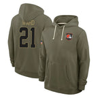 Johmsee C.Browns #21 Denzel Ward Player Olive Salute to Service Pullover Hoodies Limited Stitched Jerseys