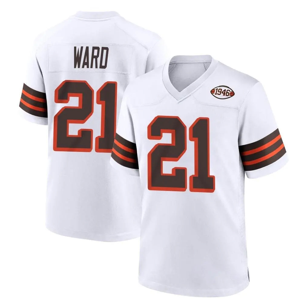Johmsee C.Browns #21 Denzel Ward Player White Alternate Home Game Stitched Jerseys