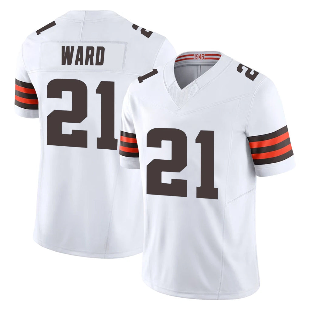 Johmsee C.Browns #21 Denzel Ward Player White Vapor F.U.S.E. Limited Home Game Stitched Jerseys