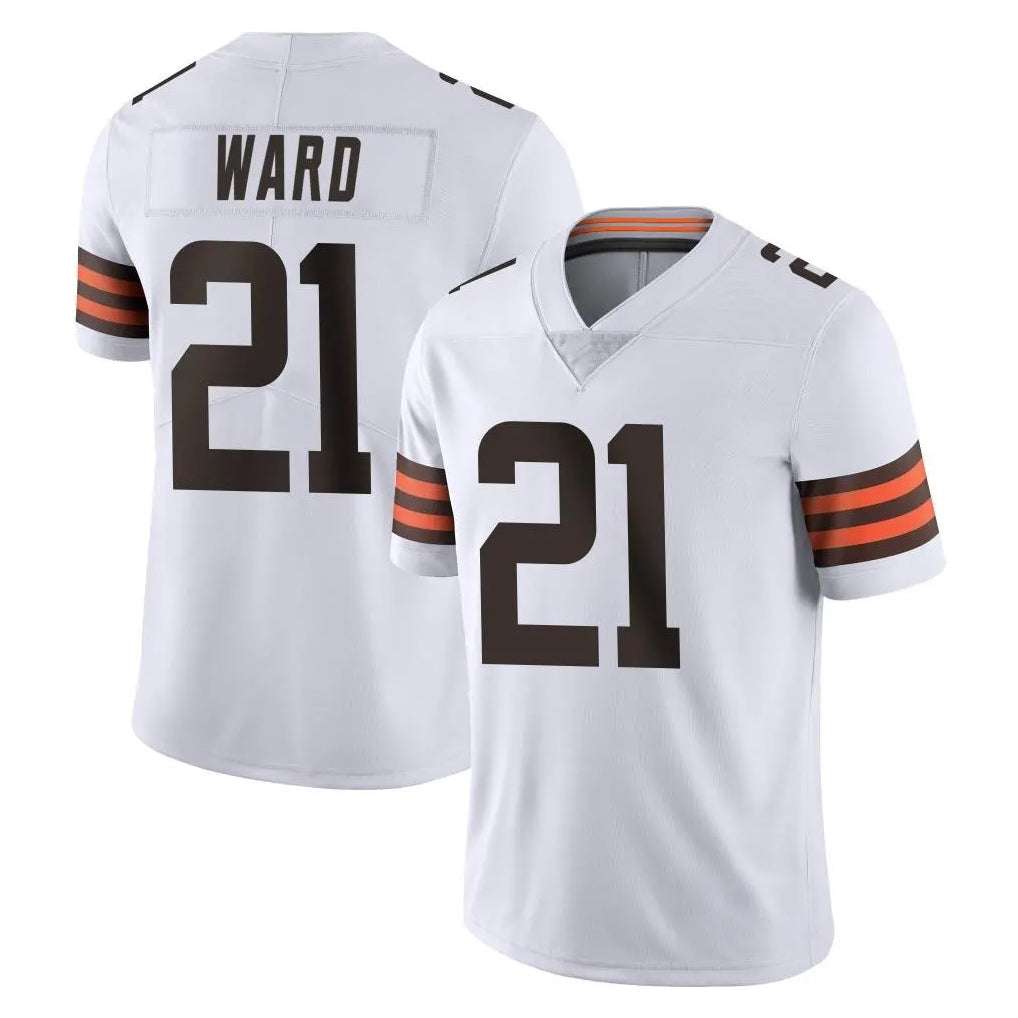 Johmsee C.Browns #21 Denzel Ward Player White Vapor Untouchable Limited Home Game Stitched Jerseys