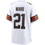 Johmsee C.Browns #21 Denzel Ward White Game Stitched Jerseys