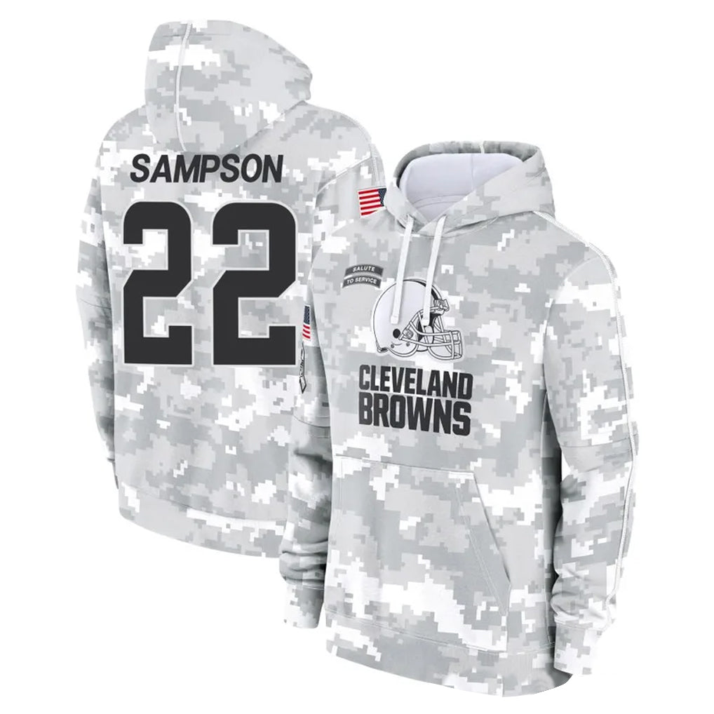 Johmsee C.Browns #22 Dylan Sampson Player Arctic Camo Salute to Service Hoodies Limited Game Stitched Jerseys