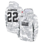 Johmsee C.Browns #22 Dylan Sampson Player Arctic Camo Salute to Service Hoodies Limited Game Stitched Jerseys