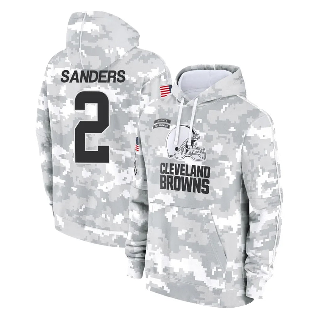 Johmsee C.Browns #2 Shedeur Sanders Player Arctic Camo Salute to Service Hoodies Limited Game Stitched Jerseys