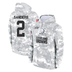 Johmsee C.Browns #2 Shedeur Sanders Player Arctic Camo Salute to Service Hoodies Limited Game Stitched Jerseys