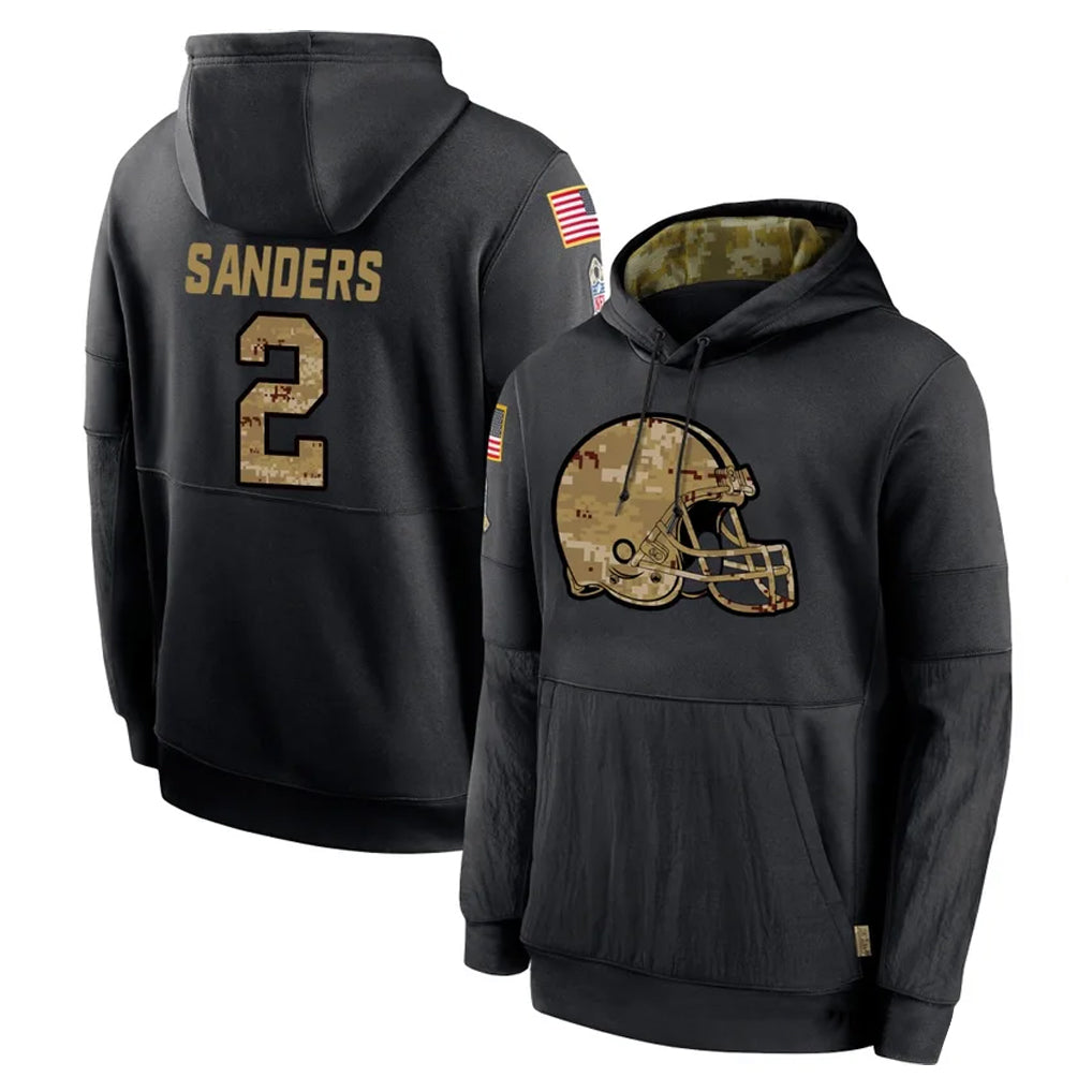 Johmsee C.Browns #2 Shedeur Sanders Player Black Salute to Service Pullover Hoodies Limited Stitched Jerseys