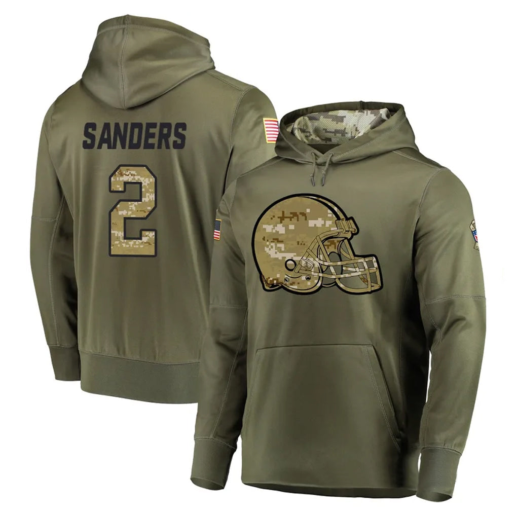 Johmsee C.Browns #2 Shedeur Sanders Player Olive Salute to Service Pullover Hoodies Home Game Stitched Jerseys