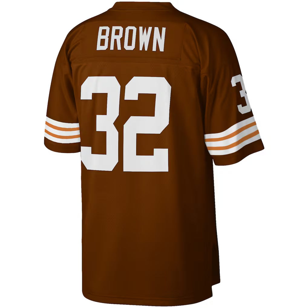 Johmsee C.Browns #32 Jim Brown Mitchell & Ness Brown Big & Tall Retired Player Replica Stitched Jerseys