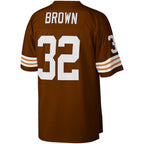 Johmsee C.Browns #32 Jim Brown Mitchell & Ness Brown Big & Tall Retired Player Replica Stitched Jerseys