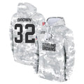 Johmsee C.Browns #32 Jim Brown Player Arctic Camo Salute to Service Hoodies Limited Game Stitched Jerseys