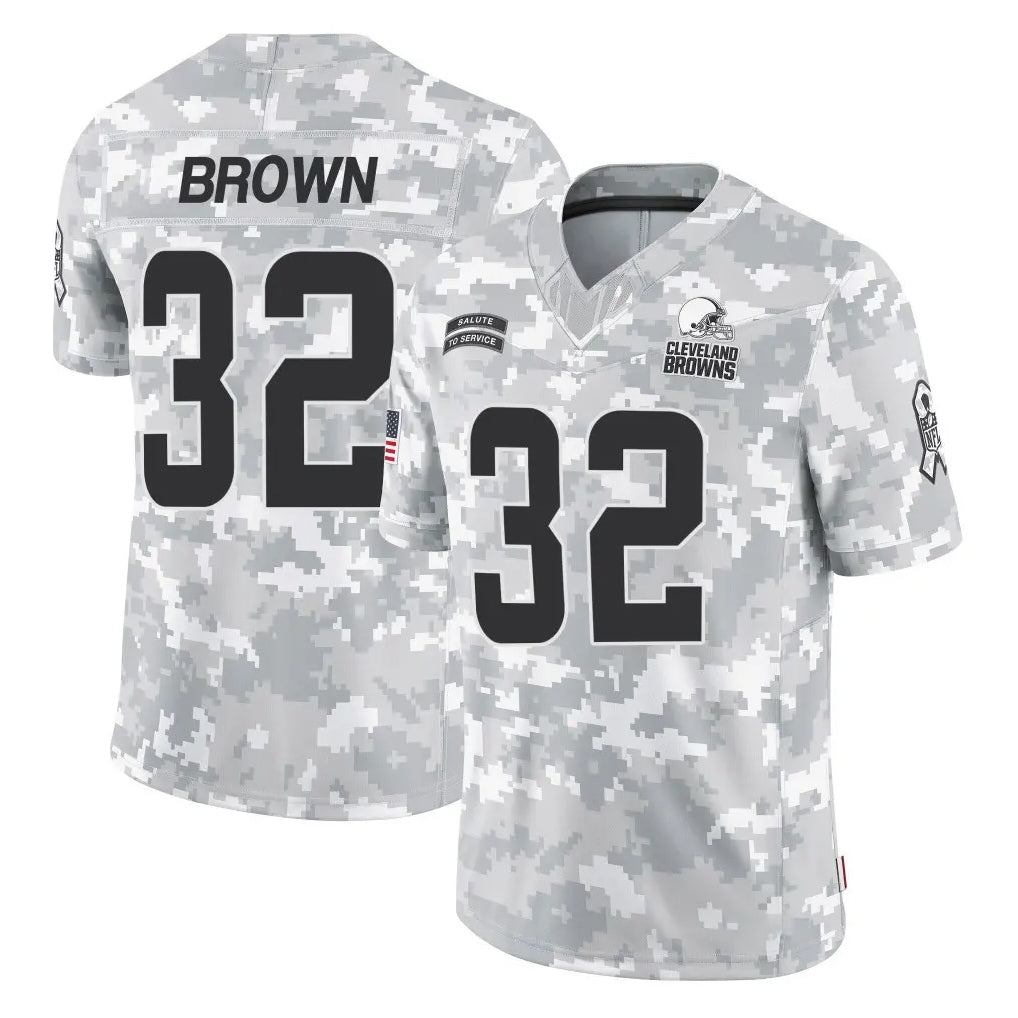 Johmsee C.Browns #32 Jim Brown Player Arctic Camo Salute to Service Limited Home Game Stitched Jerseys