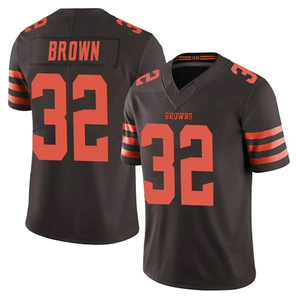 Johmsee C.Browns #32 Jim Brown Player Brown Limited Vapor F.U.S.E. Alternate Game Stitched Jerseys