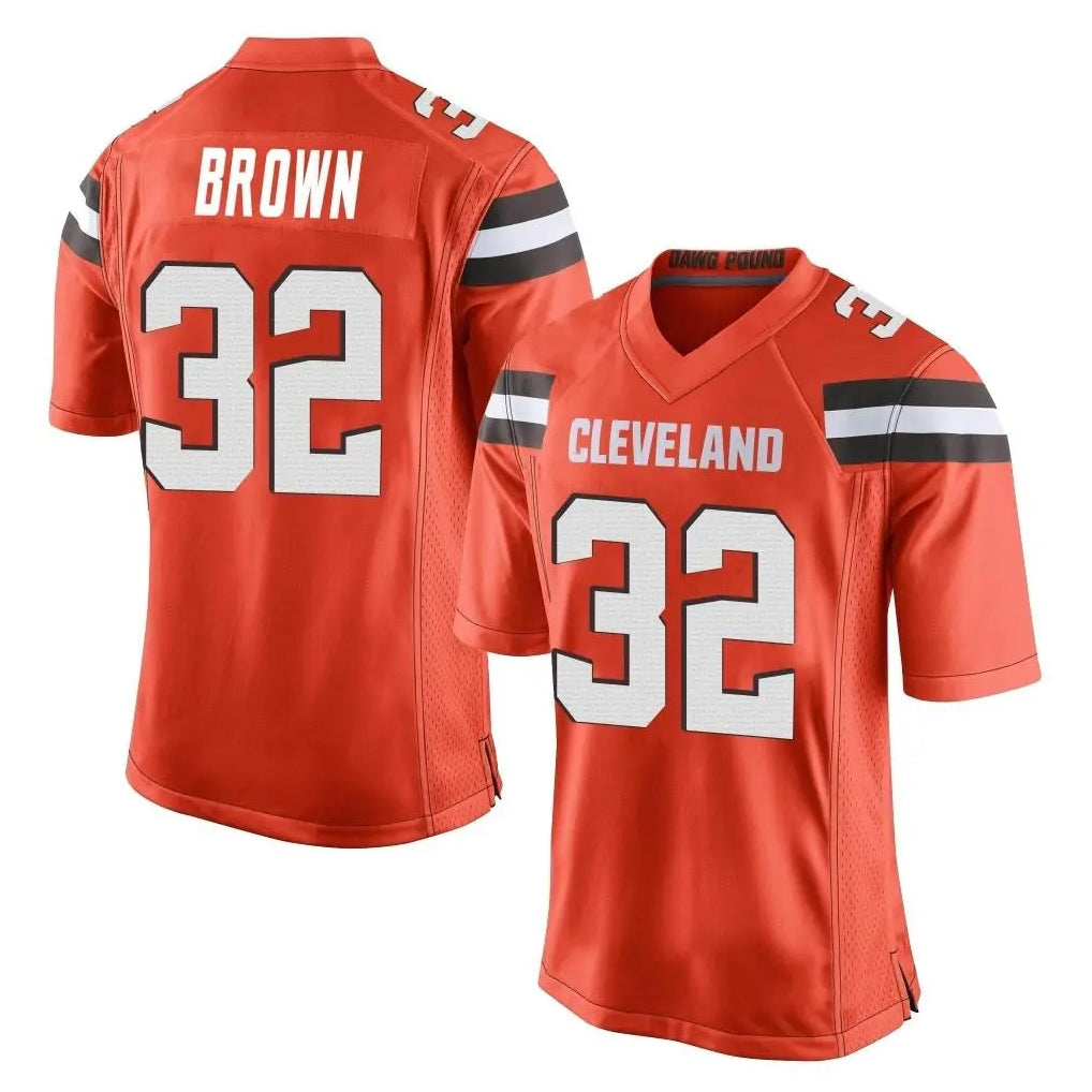Johmsee C.Browns #32 Jim Brown Player Orange Vapor Limited Home Game Stitched Jerseys