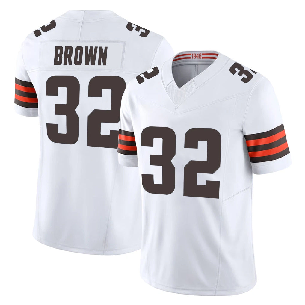 Johmsee C.Browns #32 Jim Brown Player White Vapor F.U.S.E. Limited Home Game Stitched Jerseys