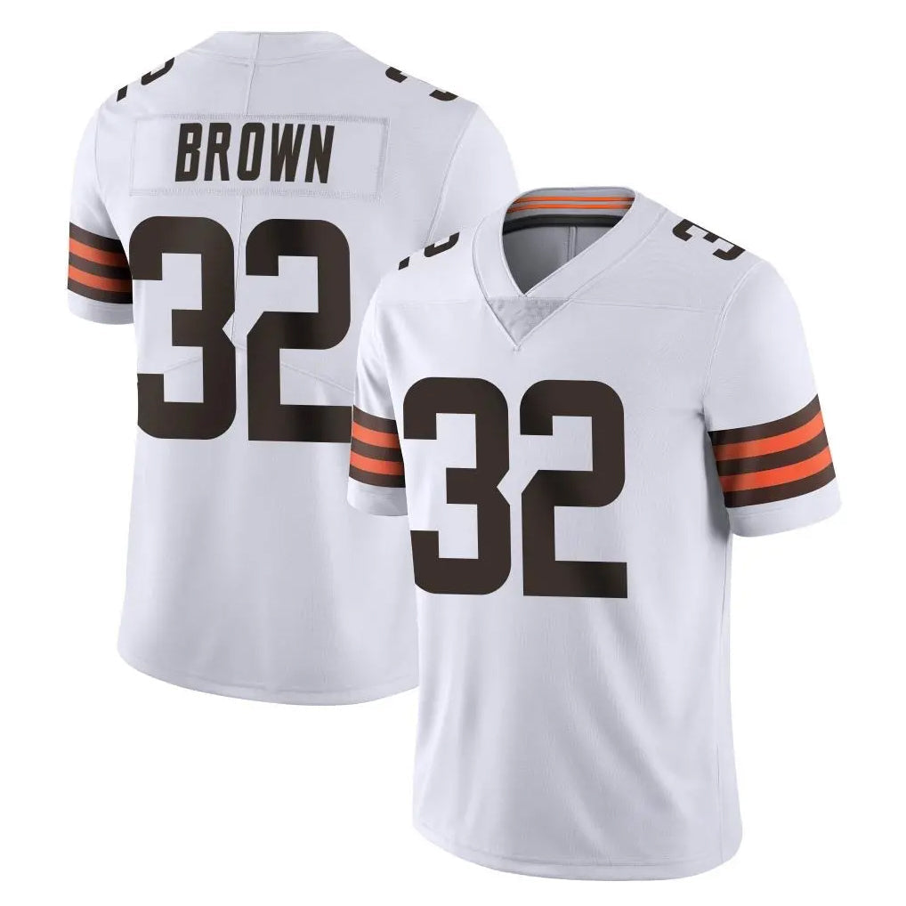 Johmsee C.Browns #32 Jim Brown Player White Vapor Untouchable Limited Home Game Stitched Jerseys