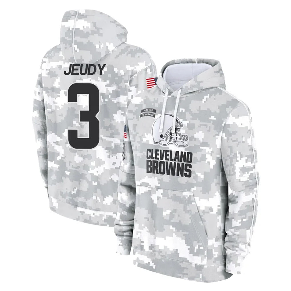 Johmsee C.Browns #3 Jerry Jeudy Player Arctic Camo Salute to Service Hoodies Limited Game Stitched Jerseys