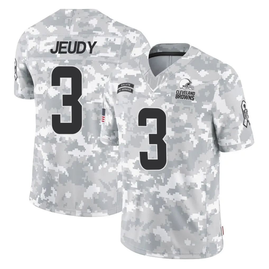 Johmsee C.Browns #3 Jerry Jeudy Player Arctic Camo Salute to Service Limited Home Game Stitched Jerseys