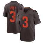 Johmsee C.Browns #3 Jerry Jeudy Player Brown Alternate Home Game Stitched Jerseys
