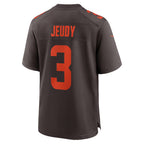 JohmseeC.Browns #3 Jerry Jeudy Player Brown Game Stitched Jerseys