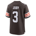 JohmseeC.Browns #3 Jerry Jeudy Player Brown Home Game Stitched Jerseys