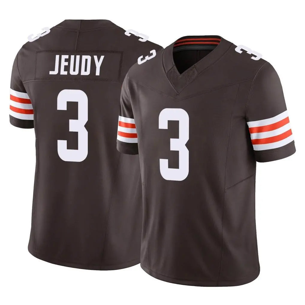 JohmseeC.Browns #3 Jerry Jeudy Player Brown Vapor F.U.S.E. Limited Stitched Jerseys