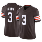 JohmseeC.Browns #3 Jerry Jeudy Player Brown Vapor F.U.S.E. Limited Stitched Jerseys