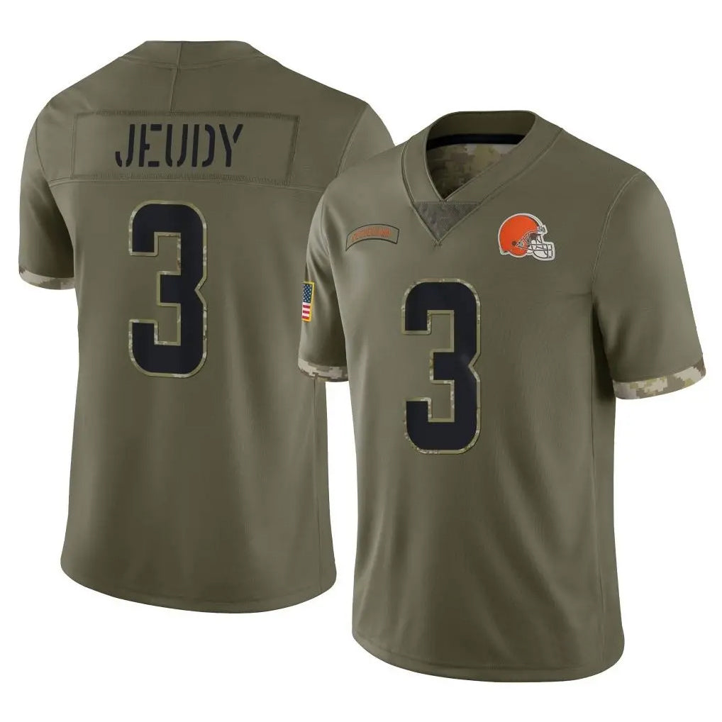 Johmsee C.Browns #3 Jerry Jeudy Player Olive Salute to Service Limited Game Stitched Jerseys