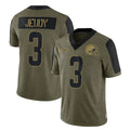 Johmsee C.Browns #3 Jerry Jeudy Player Olive Salute to Service Limited Home Game Stitched Jerseys